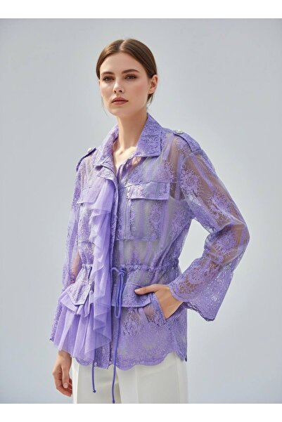 Rabiossa جاكيت نسائي مزين بالكشكشة دانتيل