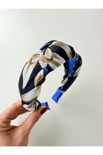 who knows ¿ Navy Blue Patterned Knot Crown Bandana Hair Accessory