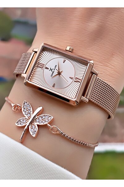 Daniel Klein Rose Gold Color Steel Case Mesh Thin Strap Original Women's Wris...