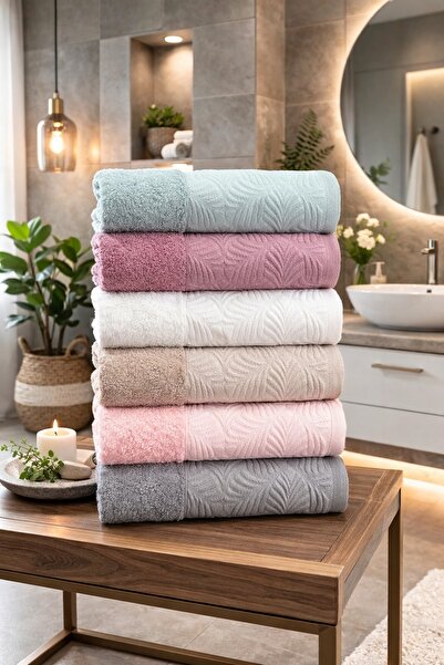 Bikaya Home 100% Cotton Jacquard Hand & Face Towel Set (6 Pieces) |   50X90 c...