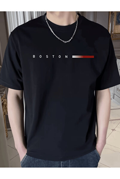 gencerco Μπόστον Οριζόντιο με τύπωμα Πρέμιουμ oversized Μπλουζάκι