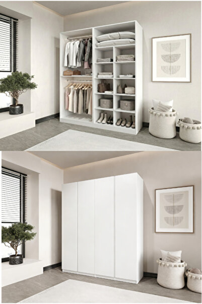 CANBAZ FURNİTURE Mira modüllü 4 MDF kapaklı %100 MDF(KURULUM DAHİL)