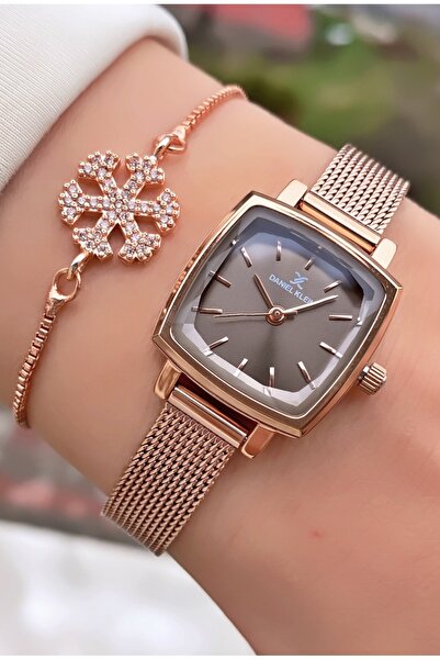 Daniel Klein Rose Color Thin Wicker Cord Square Case Original Women's Wristwa...