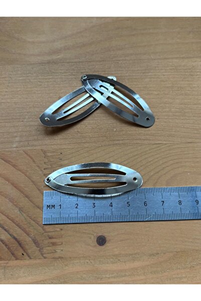 EGOMİ Metal Snap Buckle Silver Color 6 cm Hair Clips (20 Pieces)