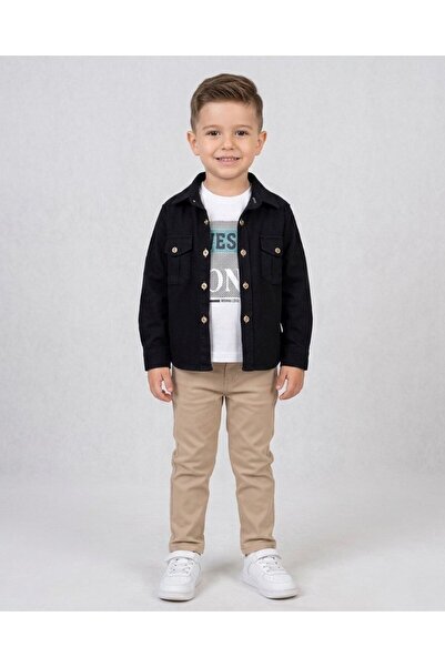 Ege Bebek Erkek Çocuk Oxford Gömlekli, T-shirtlü Keten Pantalonlu 2-9 Yaş Bay...