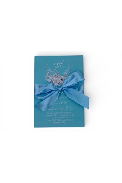 Fabricacucadouri.ro Pack of 50 Blue invitation with satin bow