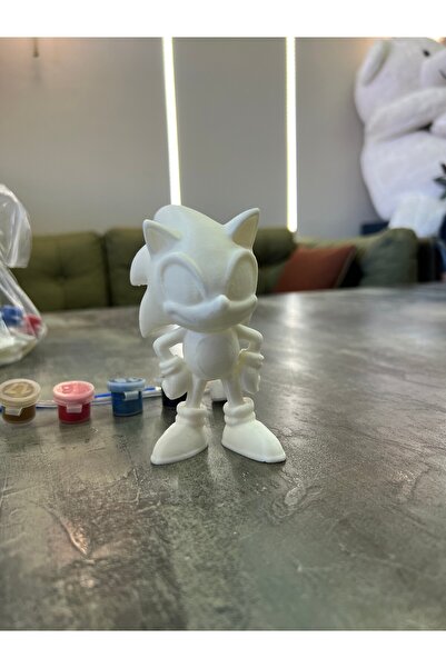 3D Baskı Sonic figürü boyama seti 12cm-anahtarlık hediyeli
