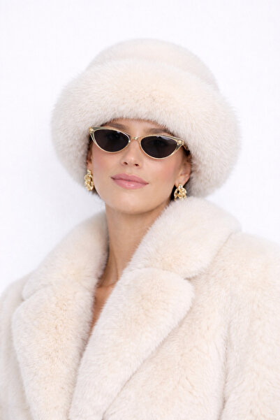 FUREVER FASHION Premium Real Fur Hat Women's Winter – Coffee/Black/Ecru/White...