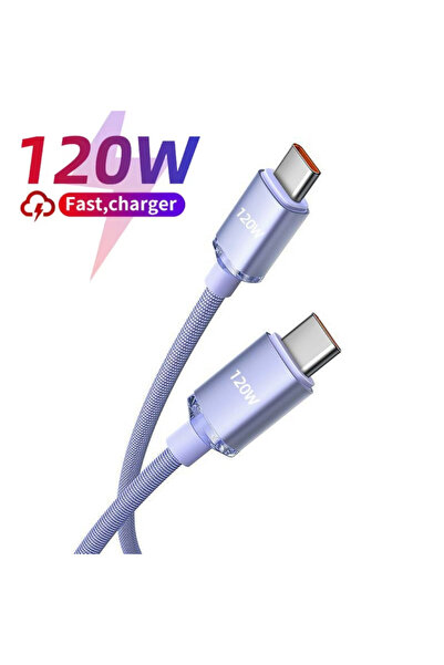 Choice4 1.5m PURPLE 120W 7A Type C to Type C Cable For Iphone 15 Oneplus Mobi...