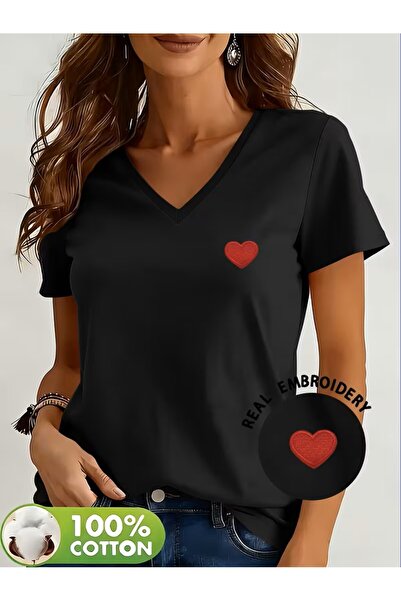 yombaa Štampano majica. Kratki rukav V v vrat letnje i proleće ležerna gornja...