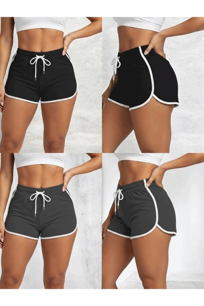 KANOX Kadın 2 İplik Penye Biyeli Şort 2'Lİ