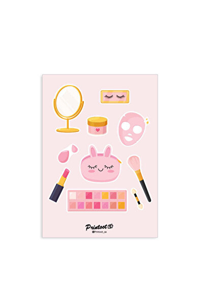 Printoot مجموعة ملصقات جمالية ساحرة تضم حقيبة مكياج على شكل أرنب وملصقات أيقو...