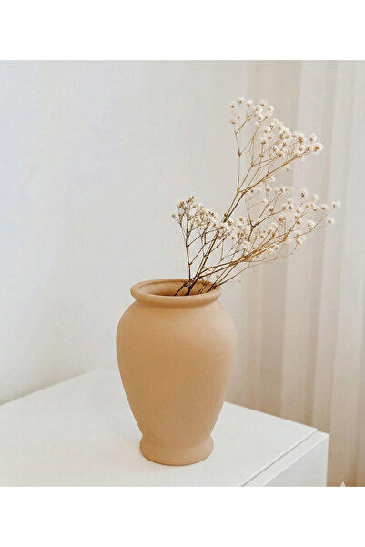 Hestia Home Vază cub de ceramică maro-lăptos