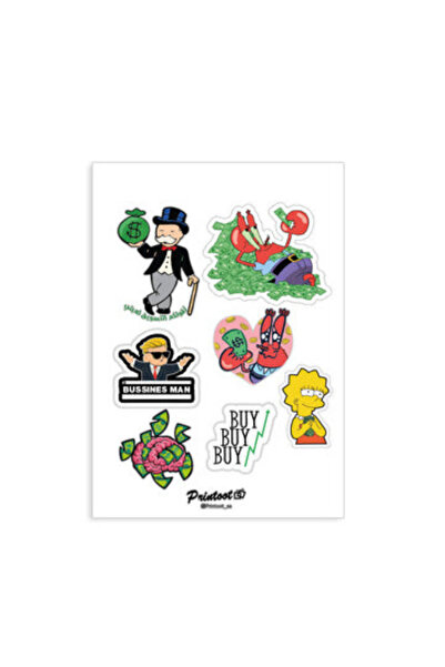 Printoot مجموعة ملصقات النجاح المالي التي تضم صورًا مضحكة عن المال وأيقونات ش...