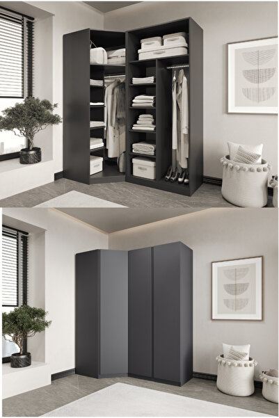 CANBAZ FURNİTURE Mira modüllü köşe 3 MDF KAPAKLI %100 MDF(KURULUM DAHİL)