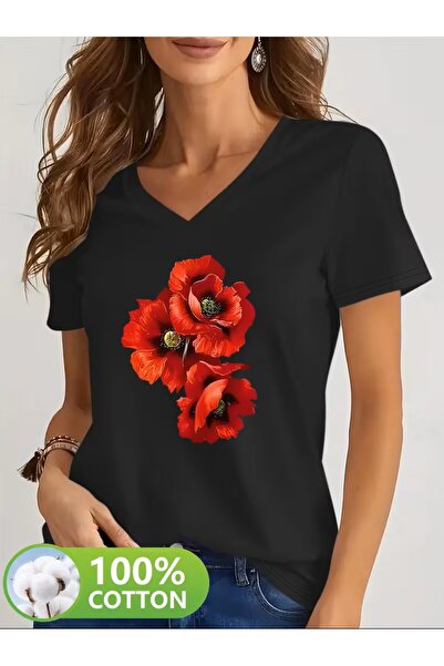 yombaa με τύπωμα Μπλουζάκι. Κοντομάνικο μπλουζάκι με λαιμόκοψη V για καλοκαίρ...