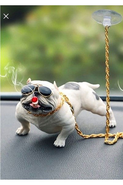 724 AUTO Car Interior Dashboard Decorative Ornament Pitbull Dog - White
