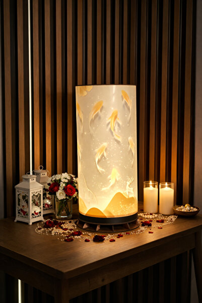 OMATEK SMART TECHNOLOGIES ✨   Led Table Lamp with Golden Feather and Mountain...