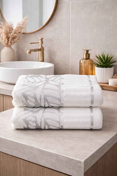 Bikaya Home 100% Cotton Acacia Hand Towel Set |   2 Pieces |   50X90 cm |   S...