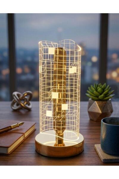 abnturk Dekoratif 3 Modlu Usb Şarjlı Şık Görünümlü Masa Lambası 21cm Modern A...