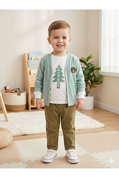 KOÇAR BEBEK سترة تريكو للأولاد معطفة باللون الأحمر - طقم من 3 قطع للمناسبات ا...