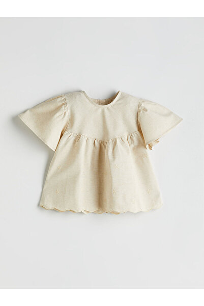 LC Waikiki Μπεζ Ποδηλατική Κέντημα Κοριτσίστικη Μπλούζα