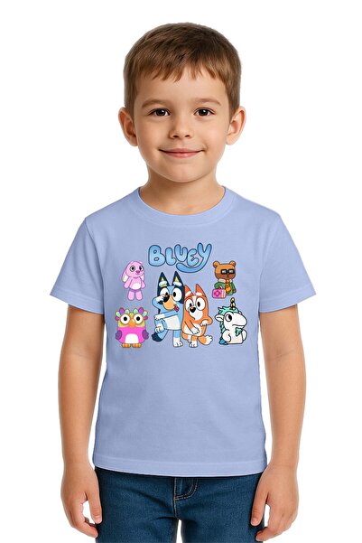 SEDİRLİ Unisex Bluey baskılı Çocuk Tişört pamuklu penye kumaş