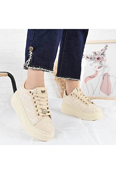 Tmall Pantofi sport pentru femei, material textil, D1486, bej