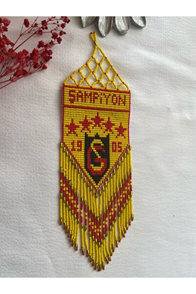 Handmade KUM BONCUK EL İŞİ SARI KIRMIZI ARABA AKSESUARI