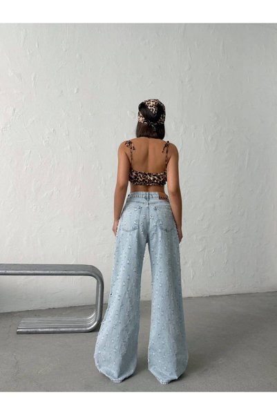 DENİKK TREND HIGH WAIST SPECIAL DESIGN WIDE LEG JEAN RIPPED BAGGY PALAZZO PANTS