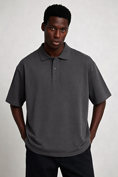 COMBİNE MİCHAİL Ανδρικό κοντομάνικο φαρδύ μπλουζάκι με λαιμόκοψη πόλο