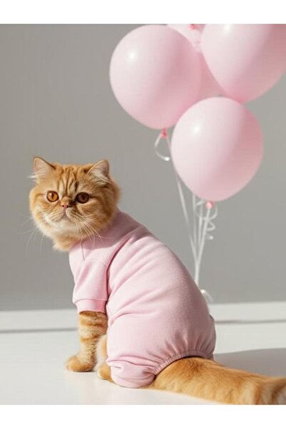 Kemique Soft Pink - Pastel Pembe Pamuklu Kedi Tulum Pijama