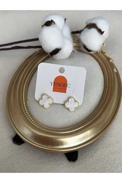 YENGEÇ Yonca Model Beyaz Küpe