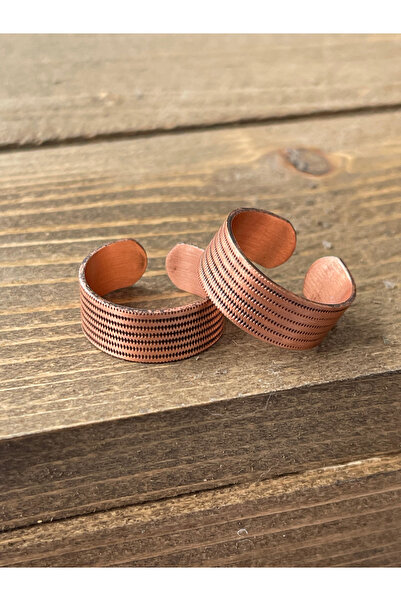 Rupen Kraft خاتم من النحاس النقي مصنوع يدويًا، قطعتان، خاتم من النحاس النقي ق...