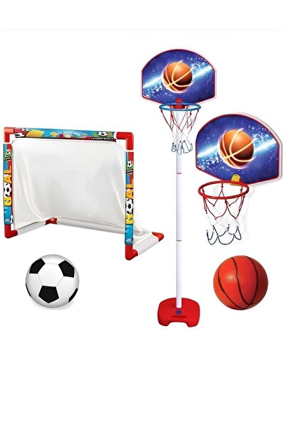Oyuncakhane Ayarlanabilr Basketbol Potası ve Mini Futbol Kale ve Plastik Topl...