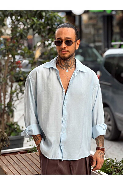 manch collection Oversized Basic Modal Shirt Baby Blue