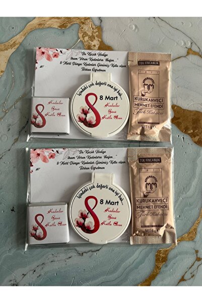 Mira Baskı Anneler Günü Hediyelik Ayna+Çikolata+Türk Kahve