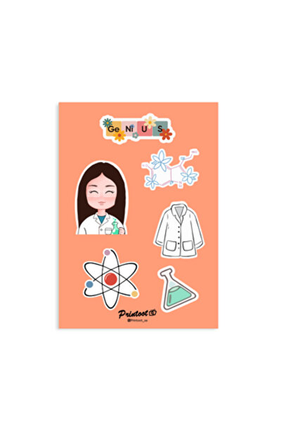 Printoot Chemistry Student Sticker Sheet Featuring Lab Coat Icons and Science...
