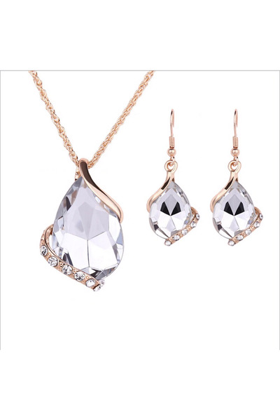takantakana Stylish Drop Stone, Trendy Zircon Stone Embellished Jewelry Set (...