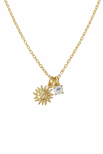 Sade Accessory Küçük Güneş ve Taş Detaylı Kolye