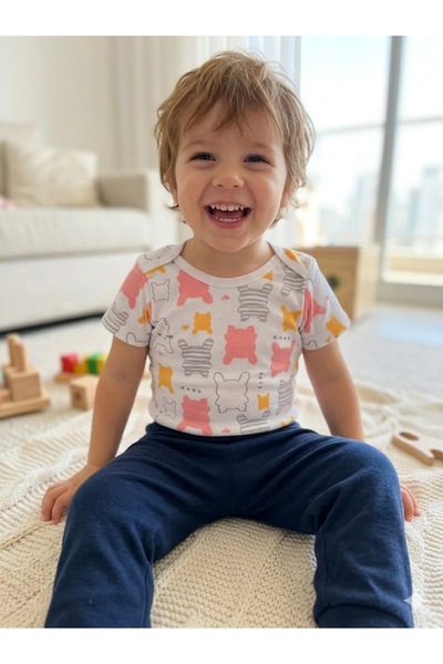 Şimo Butik Kız Erkek Çocuk Bebek Kısa Kollu Çıtçıtlı Body-Badi %100 Organik P...