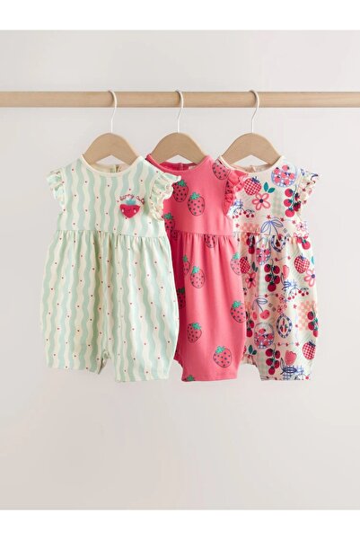 Next Baby Kırmızı Çilek Baskılı Bebek Tulumu 3'lü Paket