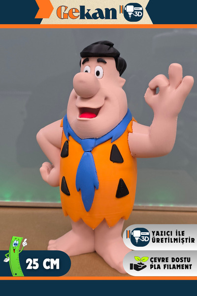 Gekan Fred Flintstone Stone Age 3D Character Figure Toy 25 cm