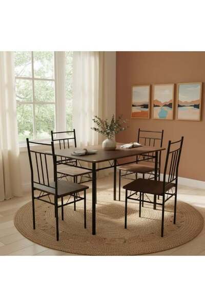 AZOZ MERCHLY Dining Table Set 4 Chairs With Table
