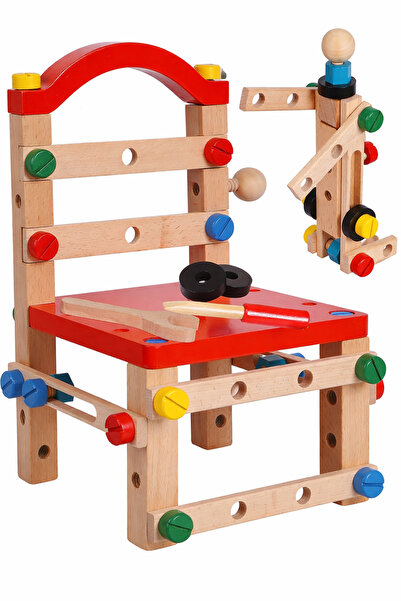 OEM Wooden Chair Construction Set for Children 3+ Years, Red – Montessori Edu...