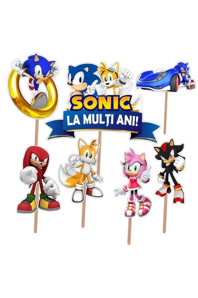 PersonalizatCuStil Sonic Cake Figurine Set – Boy's Birthday Topper 7 Pieces