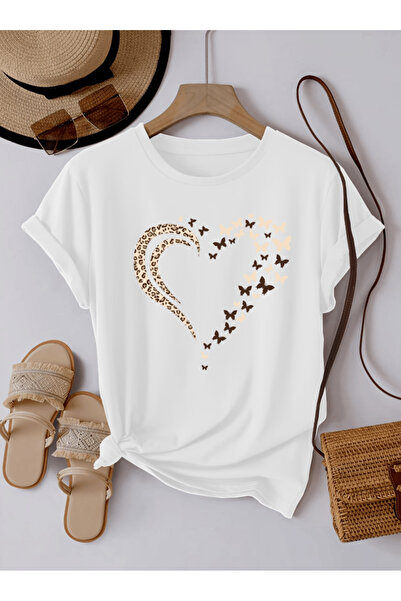 gencerco Μπλουζάκι Premium Oversize με στάμπα καρδιάς και πεταλούδας