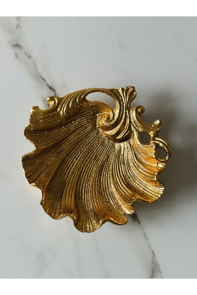 Melinda Gold Lokumluk, Takı Tabağı, Dekoratif, Çok Amaçlı Metal İstiridye Tabak