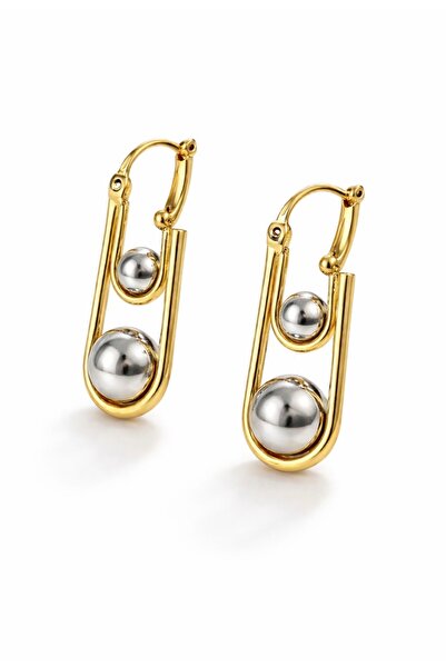 Mina & Co. Accessories Gold Vintage Barok İşlemeli Metalik Küpe