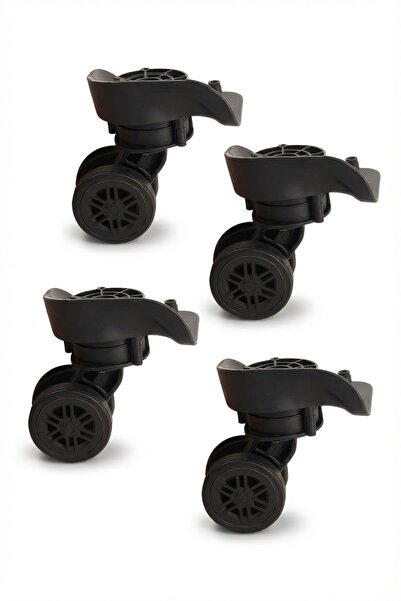 POLO&SKY عجلة حقيبة السفر لون أسود إطار أسود عجلة مزدوجة 4 قطع